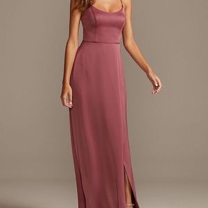 Crepe-Back Satin Spaghetti Strap Bridesmaid Dress | lovely pinky purple | size 0
